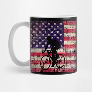 Cycling USA Flag Distressed Mug